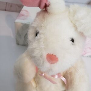 Collectible Dakin 1980s White Bunny Plush 11" Retro Easter Rabbit Stuffed Animal